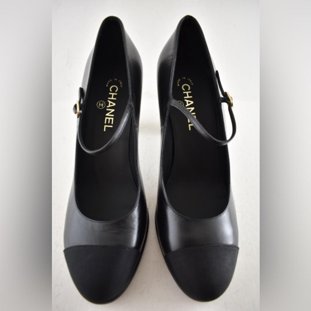 Chanel 24B Black CC Logo Mary Jane Ankle Strap Block Heel Platform Pumps 41 - Picture 7 of 16